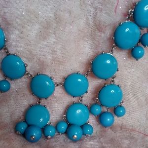 Women's bib turquoise blue dangling necklace